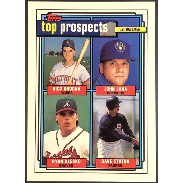 1992 TOPPS RYAN KLESKO / JOHN JAHA ROOKIE CARD