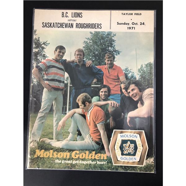 1971 CFL GAME PROGRAM BC at SASKATCHEWAN