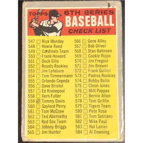 1970 O-PEE-CHEE 6th SERIES CHECKLIST