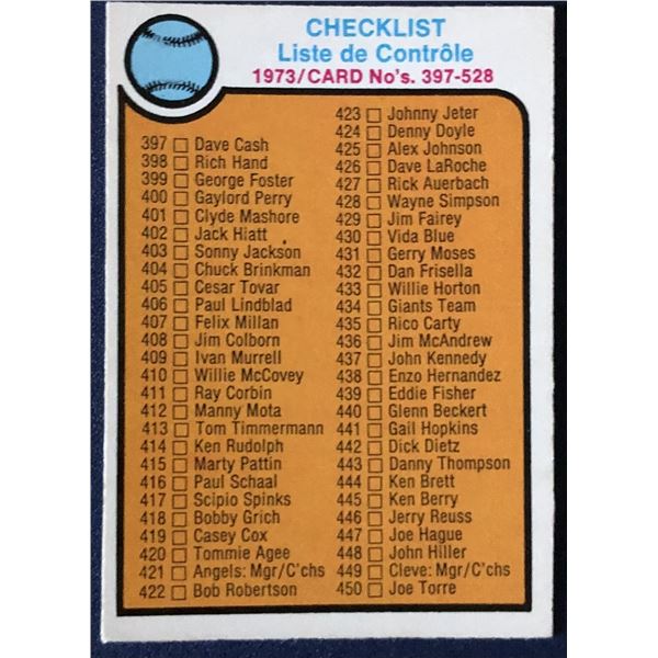 1973 O-PEE-CHEE CHECKLIST