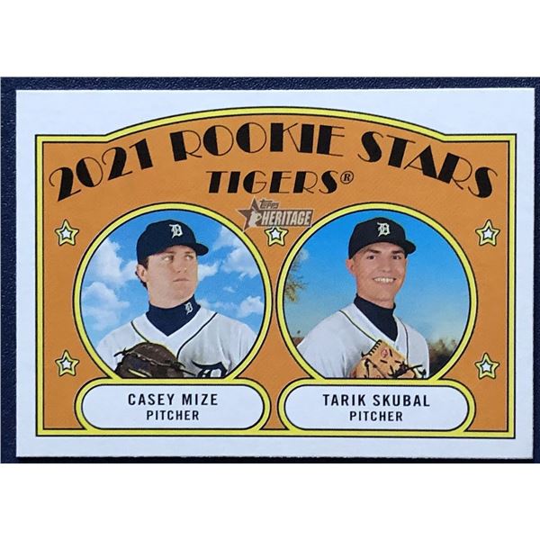 2021 TOPPS HERITAGE TARIK SKUBAL & CASEY MIZE ROOKIE CARD