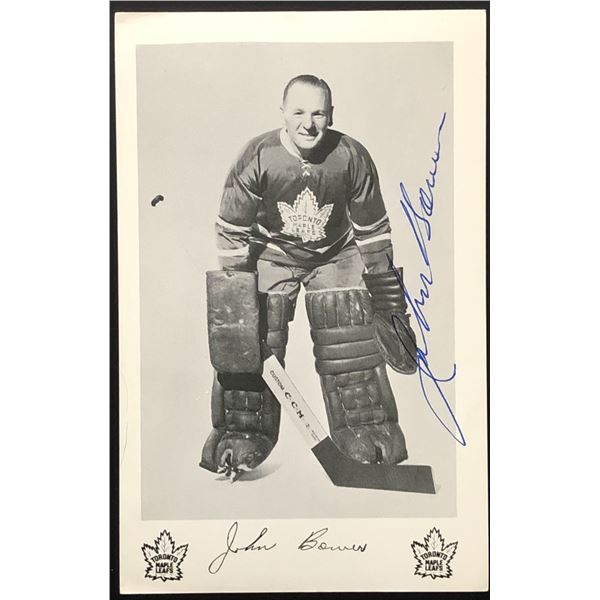 1965-66 JOHNNY BOWER (HOF) POST CARD - SIGNED