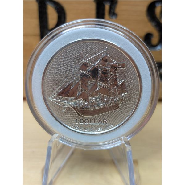 Lot 61-1) 1 oz Cook Island Bounty Ship silver