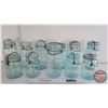 Image 1 : Mason Jars "Perfect Seal" (11) (Light Aqua) (Tallest Measures 7-1/2"H) (SEE PICS!)  (Important: All 