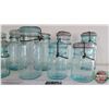 Image 2 : Mason Jars "Perfect Seal" (11) (Light Aqua) (Tallest Measures 7-1/2"H) (SEE PICS!)  (Important: All 
