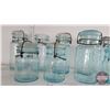 Image 3 : Mason Jars "Perfect Seal" (11) (Light Aqua) (Tallest Measures 7-1/2"H) (SEE PICS!)  (Important: All 