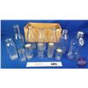 Image 1 : Dairy Bottle Collection w/Wood Fruit Box (12 Bottles - Variety) (Tallest Bottle Measures: 11-1/4"H) 