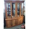Image 1 : China Cabinet : 2 Piece : Upper 4 Glass Doors : 2 Glass Shelves : Plate Grooves : Mirror Back : Lowe
