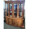 Image 3 : China Cabinet : 2 Piece : Upper 4 Glass Doors : 2 Glass Shelves : Plate Grooves : Mirror Back : Lowe