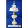 Image 1 : Coal Oil Lamp : Aladdin : Lincoln Drape : Milk Glass Shade : Model B Burner (Measures Total with Chi