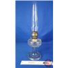 Image 1 : Coal Oil Lamp : Clear : Aladdin : Model B Burner (Measures Total with Chimney : 23-3/8"H) (SEE PICS!