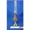 Image 2 : Coal Oil Lamp : Nickel/Chrome : Aladdin : Model 12 Burner (Measures Total with Chimney : 23-1/4"H) (