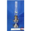 Image 4 : Coal Oil Lamp : Nickel/Chrome : Aladdin : Model 12 Burner (Measures Total with Chimney : 23-1/4"H) (