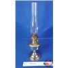 Image 5 : Coal Oil Lamp : Nickel/Chrome : Aladdin : Model 12 Burner (Measures Total with Chimney : 23-1/4"H) (