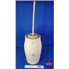 Image 1 : 6 Gallon Butter Churn Crock with Lid & Paddle (Original "Indian" Stamp : Medalta 1916-1920) (Blue St