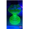 Image 3 : Coal Oil Lamp : Green Depression-Uranium Glass Base/Font : Queen Anne Burner (Measures Total with Ch