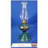 Image 4 : Coal Oil Lamp : Green Depression-Uranium Glass Base/Font : Queen Anne Burner (Measures Total with Ch