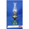 Image 5 : Coal Oil Lamp : Green Depression-Uranium Glass Base/Font : Queen Anne Burner (Measures Total with Ch