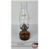 Image 3 : Coal Oil Lamp : Amber Base/Font : "Hong Kong" (Measures Total with Chimney : 13"H) (SEE PICS!)  (Imp