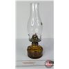 Image 4 : Coal Oil Lamp : Amber Base/Font : "Hong Kong" (Measures Total with Chimney : 13"H) (SEE PICS!)  (Imp