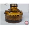 Image 8 : Coal Oil Lamp : Amber Base/Font : "Hong Kong" (Measures Total with Chimney : 13"H) (SEE PICS!)  (Imp