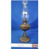 Image 1 : Coal Oil Lamp : Tin Font : Cast Iron Base : Canada (Measures Total with Chimney : 17-3/4"H) (SEE PIC