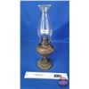 Image 2 : Coal Oil Lamp : Tin Font : Cast Iron Base : Canada (Measures Total with Chimney : 17-3/4"H) (SEE PIC