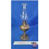 Image 3 : Coal Oil Lamp : Tin Font : Cast Iron Base : Canada (Measures Total with Chimney : 17-3/4"H) (SEE PIC