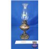 Image 4 : Coal Oil Lamp : Tin Font : Cast Iron Base : Canada (Measures Total with Chimney : 17-3/4"H) (SEE PIC
