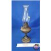 Image 5 : Coal Oil Lamp : Tin Font : Cast Iron Base : Canada (Measures Total with Chimney : 17-3/4"H) (SEE PIC