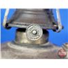 Image 7 : Coal Oil Lamp : Tin Font : Cast Iron Base : Canada (Measures Total with Chimney : 17-3/4"H) (SEE PIC