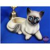 Image 4 : Cat Theme Collector Combo (5) :  - Cobalt Blue Milk Bottle (10-1/4"H) - (2) Cat Ornaments - Cat Vase