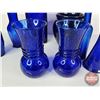 Image 3 : Cobalt Blue Glass Grouping (9) : Bottles & Vases (Variety) (Tallest Measures: 10-1/2"H) (SEE PICS!) 