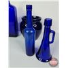 Image 4 : Cobalt Blue Glass Grouping (9) : Bottles & Vases (Variety) (Tallest Measures: 10-1/2"H) (SEE PICS!) 