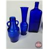 Image 5 : Cobalt Blue Glass Grouping (9) : Bottles & Vases (Variety) (Tallest Measures: 10-1/2"H) (SEE PICS!) 
