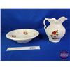 Image 3 : Pitcher & Basin (Ceramic ~ Floral) (Pitcher 11"H) (SEE PICS!)  (Important: All Items in this Auction