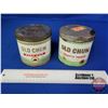 Image 1 : OLD CHUM Tobacco Tins (2) (Both 4-1/4"H x 4-1/4"Dia) (SEE PICS!)  (Important: All Items in this Auct