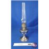 Image 3 : Coal Oil Lamp : Aladdin : Nickel/Chrome Base-Font : Model No. 12 Burner  (Measures Total with Chimne