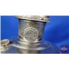 Image 6 : Coal Oil Lamp : Aladdin : Nickel/Chrome Base-Font : Model No. 12 Burner  (Measures Total with Chimne