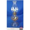 Image 4 : Coal Oil Lamp : Clear : Correct Burner : Dancing ACL on Chimney (Measures Total with Chimney : 17-1/