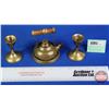 Image 2 : Brass Group (3) : - (2) Candle Stick Holders (2-3/4"H) - Mini Kettle (SEE PICS!)  (Important: All It