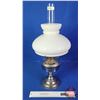 Image 2 : Coal Oil Lamp : Aladdin : Milk Glass Shade : Nickel/Chrome Base/Font : Model 12 Burner (Measures Tot