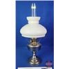 Image 4 : Coal Oil Lamp : Aladdin : Milk Glass Shade : Nickel/Chrome Base/Font : Model 12 Burner (Measures Tot