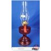 Image 1 : Coal Oil Lamp : Red Glass Base/Font : P& A Burner (Measures Total with Chimney : 18-1/2"H) (SEE PICS