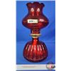 Image 2 : Coal Oil Lamp : Red Glass Base/Font/Chimney : P& A Burner (Measures Total with Chimney : 13-1/2"H) (