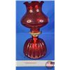 Image 5 : Coal Oil Lamp : Red Glass Base/Font/Chimney : P& A Burner (Measures Total with Chimney : 13-1/2"H) (
