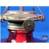 Image 7 : Coal Oil Lamp : Red Glass Base/Font/Chimney : P& A Burner (Measures Total with Chimney : 13-1/2"H) (