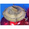 Image 8 : Coal Oil Lamp : Red Glass Base/Font/Chimney : P& A Burner (Measures Total with Chimney : 13-1/2"H) (