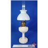 Image 1 : Coal Oil Lamp : Aladdin : Lincoln Drape : Hobnail Milk Glass Shade : Model B Burner (Measures Total 