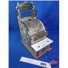 Image 2 : Candy Store Cash Register "NATIONAL" : Nickel Plated : Marble Ledge : Removable Wood Frame Base : Wo